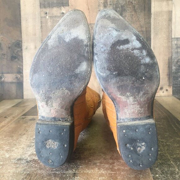 Los Altos Vintage Caiman Tail Western Cowboy Boots Mens 9 EE - Picture 2 of 12